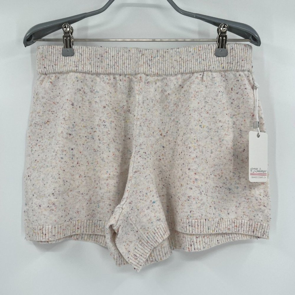 PJ Salvage Speckled Knit-Sweater Lounge Pajama Shorts sz M Ivory RBSPS NWT